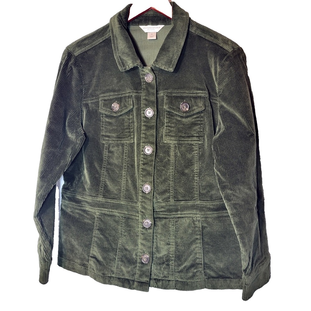 Christopher Banks Petite Green Button Front Corduroy Jacket P/L Forest Core